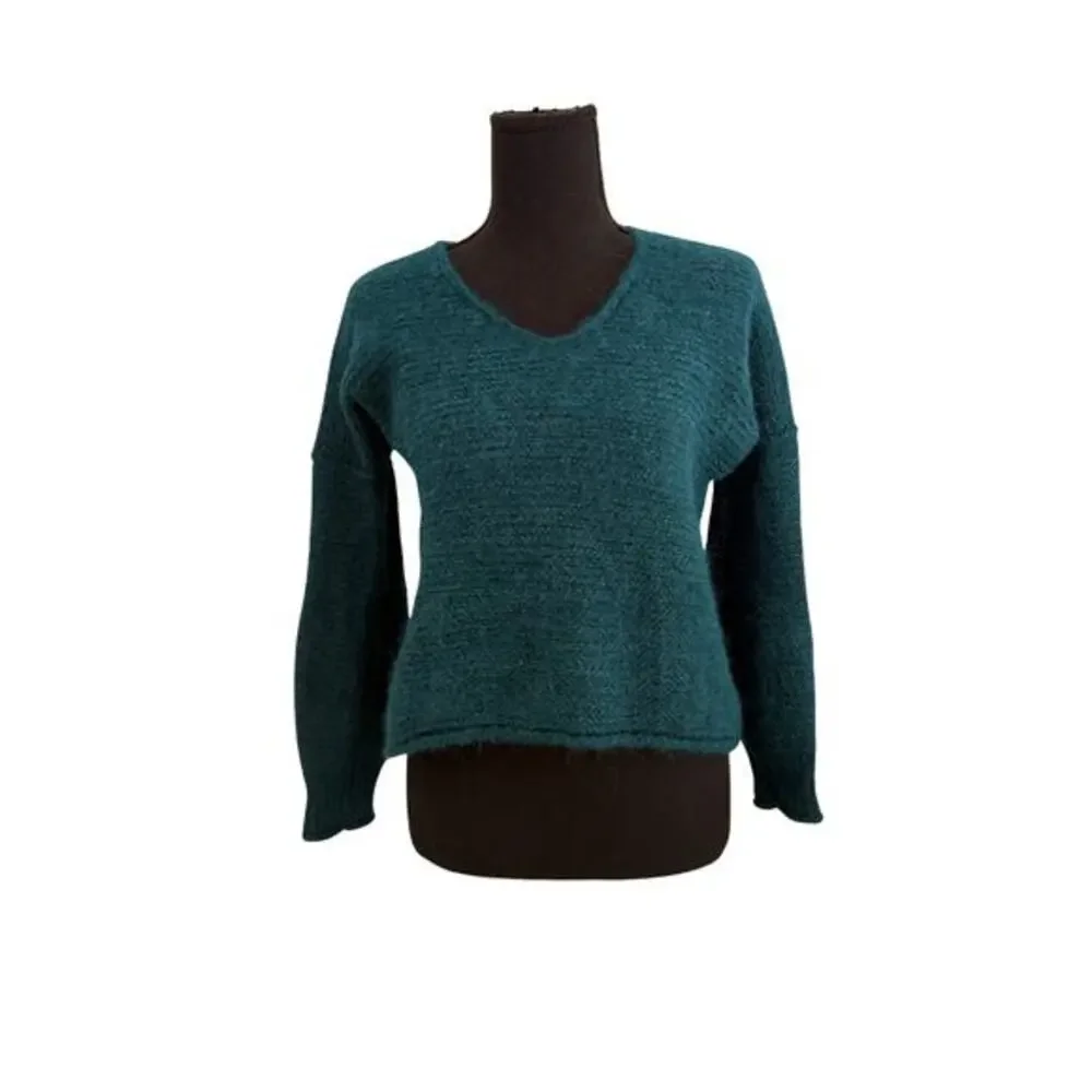 Free People Alpaca Blend Sweater Teal XS Cozy Knit Pullover